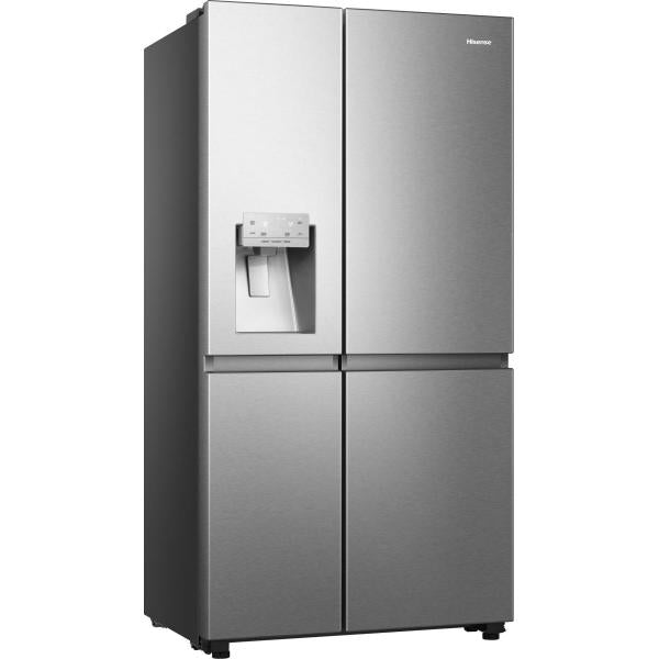 SIDE BY SIDE Hisense Frigorifero Side by Side Classe E capacita netta 632lt dispenser acqua e ghiaccio con serbatoio interno, altezza 1790mm, larghezza910mm, profondit_ 730mm colore Inox