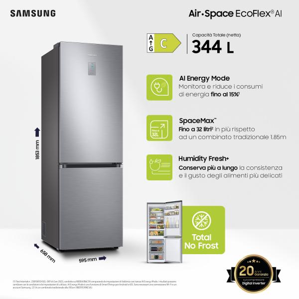Frigoriferi Samsung COMBI 185CM CLASSE C CON DISPLAY RB34C775CS9
