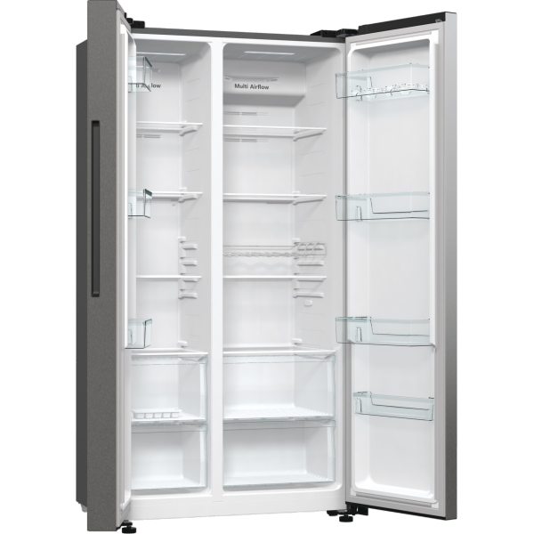 FRIGORIFERI LIBERA INSTALLAZIONE SIDE BY SIDE Hisense Frigorifero Side By Side Multi Flow total no frost Capacita 550 Litri Classe energetica: E. Dimensioni (AxLxP) mm: 1786x910x671 mm. Colore: acciaio inox