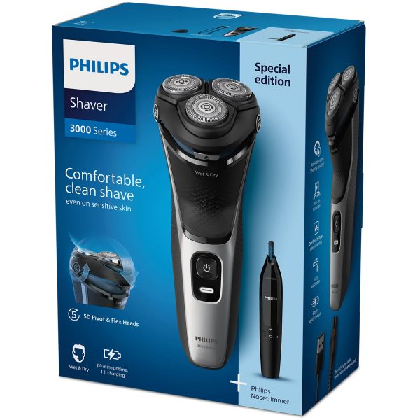 CURA DELLA PERSONA Philips_b RASOIO ELETTRICO SERIE 3000 WET/DRY LAME POWERCUT