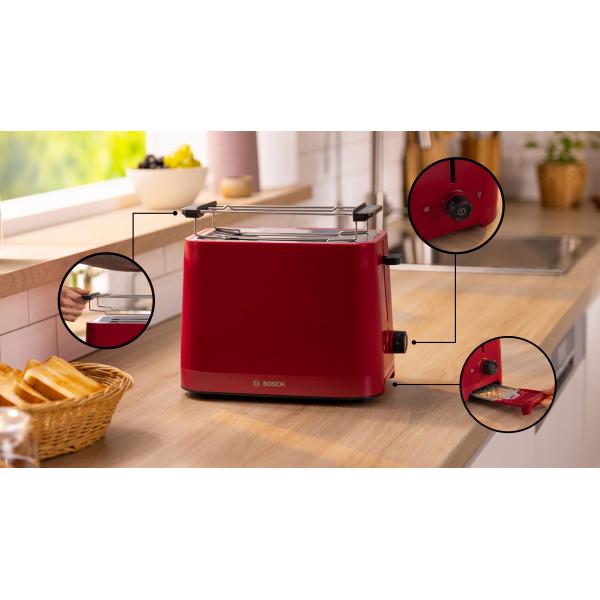 PREPARAZIONE CIBO Bosch_b TAT3M124 TOSTAPANE COMPATTO MYMOMENT 950 W ROSSO