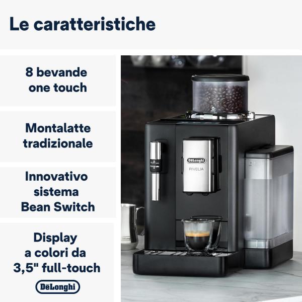 PREPARAZIONE CIBO Delonghi_b MACCHINA CAFFE AUTOMATICA RIVELIA CAPUCCINO NERO