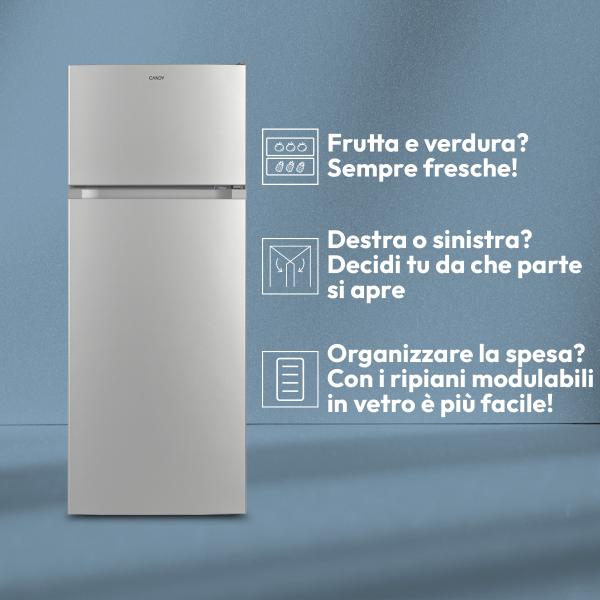 FRIGORIFERI A DOPPIA PORTA Candy CDG1S514ES FRIGO STATICO 211L CLASSE E H143 SILVER