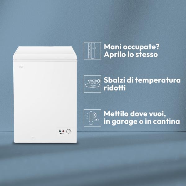 CONGELATORI ORIZZONTALI Candy CCHH 100E -Congelatore oriz cl E 100lt bianco