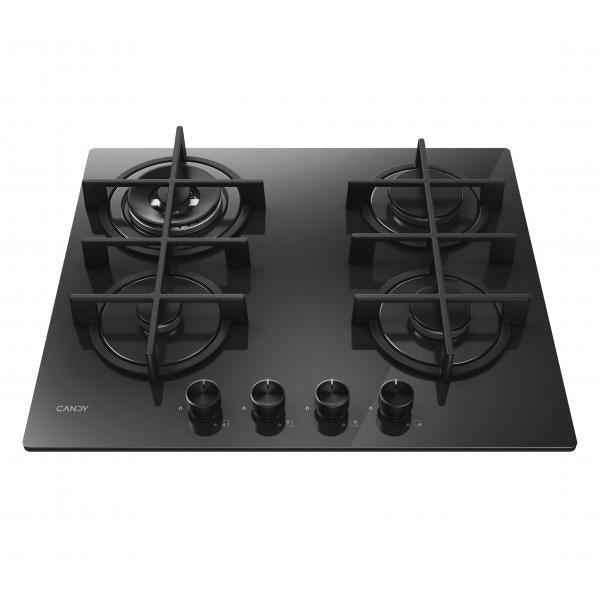 PIANI COTTURA GAS Candy CVG6BR4WTB Piano a gas 60cm in vetro Nero 4 fuochi