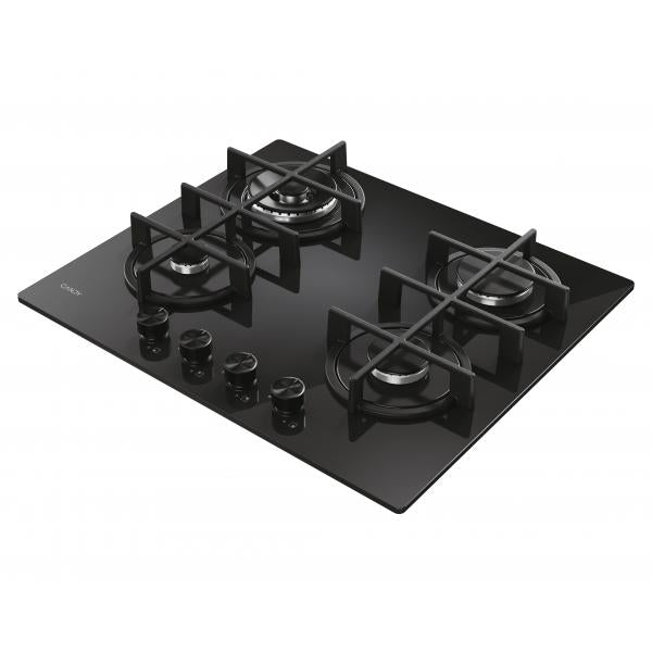 PIANI COTTURA GAS Candy CVG6BR4WTB Piano a gas 60cm in vetro Nero 4 fuochi