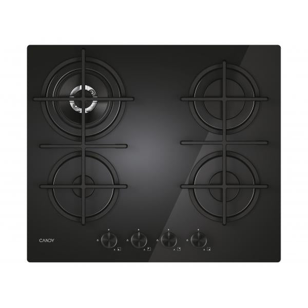 PIANI COTTURA GAS Candy CVG6BR4WTB Piano a gas 60cm in vetro Nero 4 fuochi