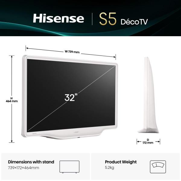 TV e Hotel TV Hisense 32 S5Q DECO BIANCO FHD QLED VIDAA 32S5Q