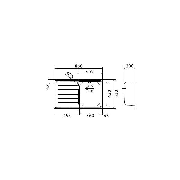 Franke &LAV NEPTUNE 860X510 1V+ SC SX + SCATOLA FRANKE 85859707 101.0040.732 FKNEX611SX