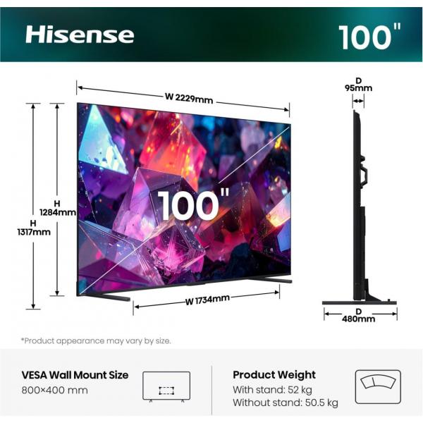 TV e Hotel TV Hisense 100 E7S PRO QLED 4K UHD SMART 144HZ 100E7SPRO