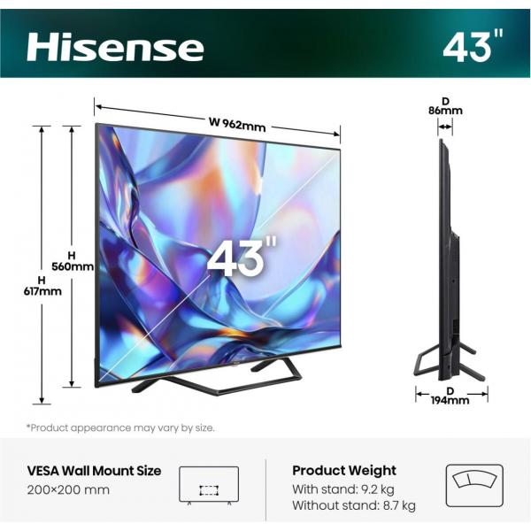 TV e Hotel TV Hisense 43 A79S QLED 4K UHD SMART STAND CEN 43A79S