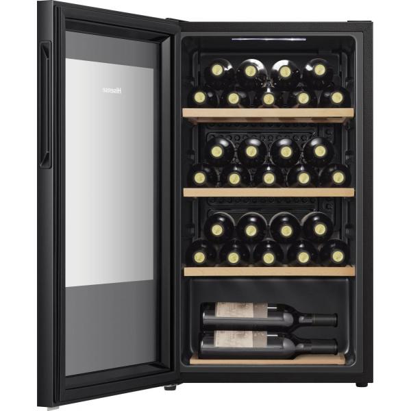 CANTINETTE Hisense Cantinetta Vino 93lt 30 bottiglie 4 ripiani classe G Dimensioni con maniglia esterna (LxPxA): 475x448x840 mm