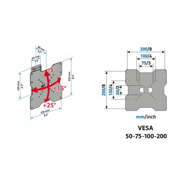 SUPPORTI TV/MONITOR Meliconi STAFFA PARETE CME ROTATION T ETR200 580412