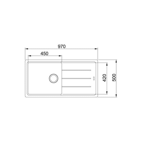 Franke &LAVELLO 970X500 1V+SC NERO 9899884 FRANKE 114.0276.112 FKBFG61197BK