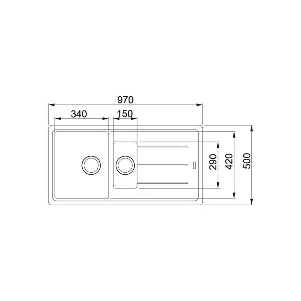 Franke LAVELLO 970X500 1V+V+SC NERO 9899896 FRANKE 114.0276.134 FKBFG651BK