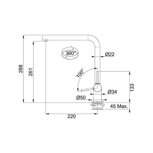 Franke &MISCELATORE CROMATO STYLE SOTTO FINESTRA 0738228 FRANKE 115.0263.158 FKNEPTUNESWIX