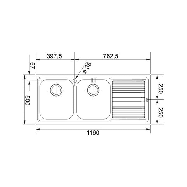 Franke LAV.116X50 2V+SC SX INOX LOGICA-LINE +SCAT 85863907 FK 101.0150.821 FKLLXS621SX