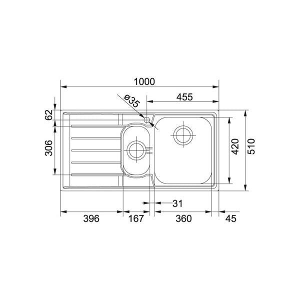 Franke &LAV NEPTUNE 1000X510 1V+V+ SC DX + SCATOLA 85859762 FK 101.0040.737 FKNEX651DX