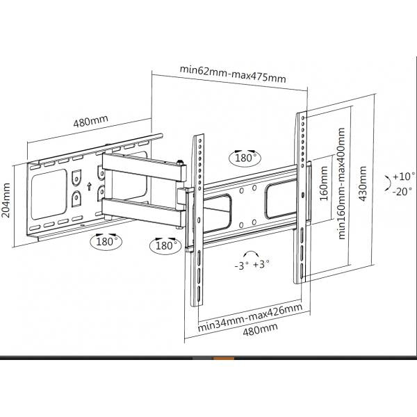 SUPPORTI TV/MONITOR Equip STAFFA TU ARTICULATING 32/55 POLL. 650315C