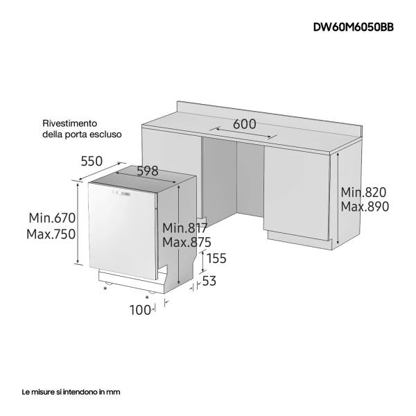 Samsung LAVASTOVIGLIE 60 14 COPERTI (NEL) E SAMSUNG SMDW60M6050BB