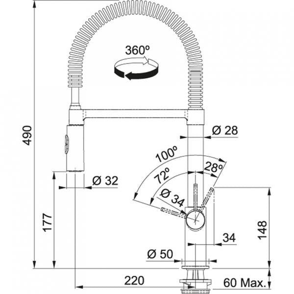 Franke &MISCELATORE CROMATO CON DOCCIA 115.0486.993 FRANKE FKFOXPROIX