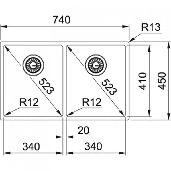 Franke VAS. r12 BOX INC.-SEMIFILO-SOTTOTOP 8586986 FK 127.0370.188 FKBXX220/12034-34