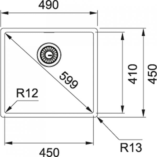 Franke VASCA r12 BOX INCASSO-SEMIFILO-SOTTOTOP 8586974 FRANKE 127.0369.250 FKBXX210/110-45