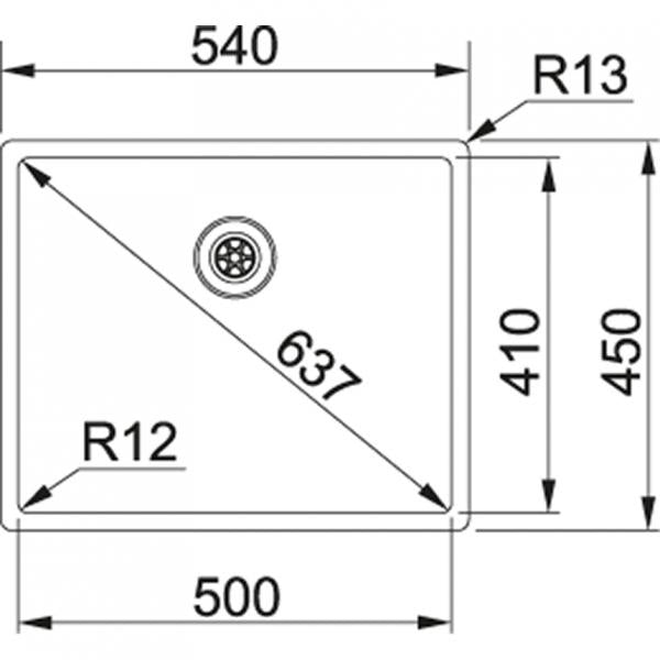 Franke &VASCA r12 BOX INCASSO-SEMIFILO-SOTTOTOP FRANKE 127.0369.282 FKBXX210/110-50