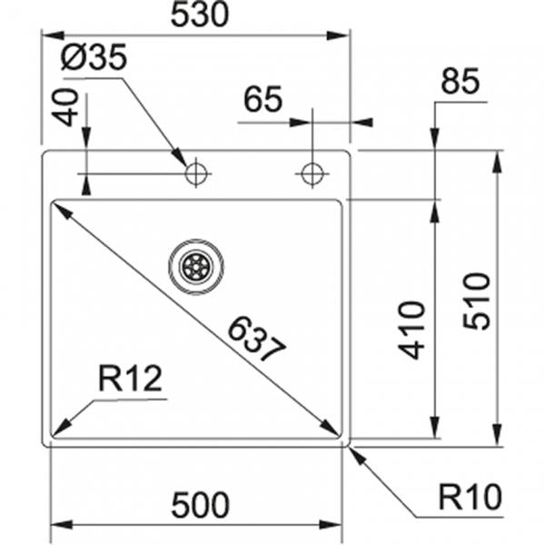Franke &LAVELLO r12 BOX INCASSO SEMIFILO-FILOTOP 8586982 FRANKE 127.0369.289 FKBXX210-50TL
