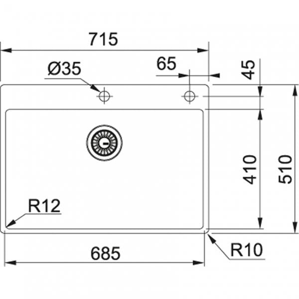 Franke &LAVELLO r12 BOX INCASSO SEMIFILO-FILOTOP 8586989 FRANKE 127.0378.049 FKBXX210-68TL
