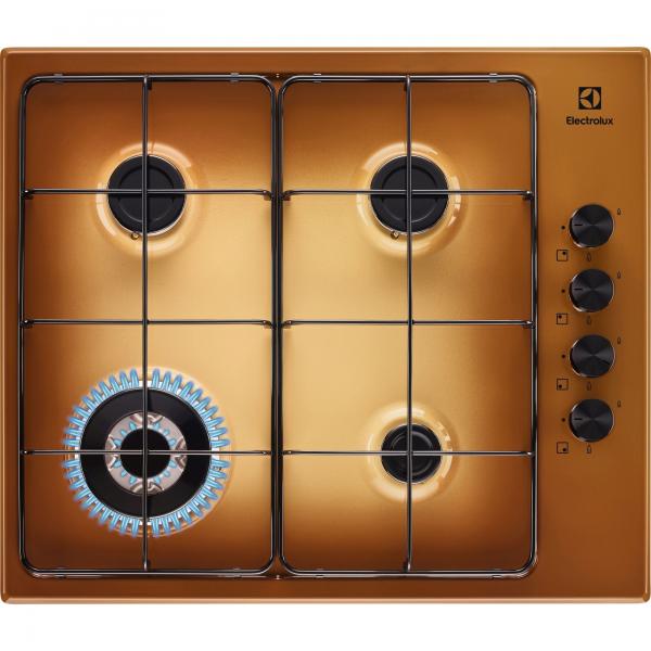 PIANI COTTURA Electrolux ELECTROLUX Piano Cottura A GAS EGS6414T a Gas 4 Fuochi Gas Colore Terra di Francia 60 cm Nuova estetica Slim 4 fuochi Griglie speciali in estetica nera Accensione integrata nella manopola Sicurezza Sicurgas