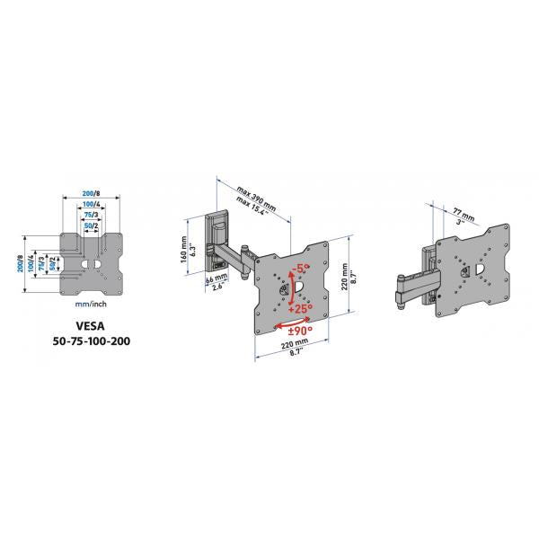 SUPPORTI TV/MONITOR Meliconi STAFFA PARETE CME DOUBLE EDR200 580410