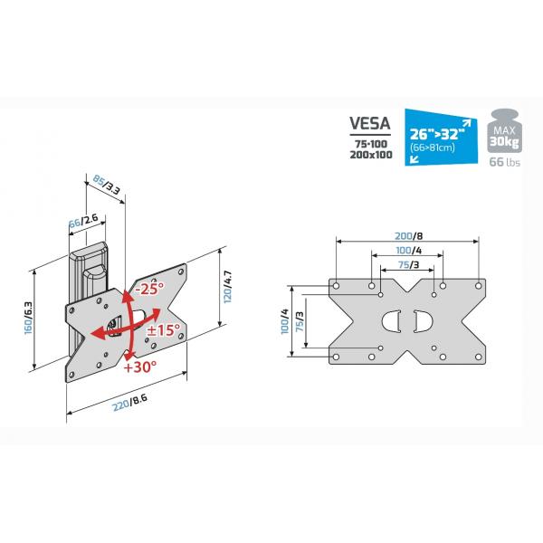 SUPPORTI TV/MONITOR Meliconi STAFFA PARETE CME ROTATION T ETR120 580413