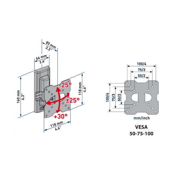 SUPPORTI TV/MONITOR Meliconi STAFFA PARETE CME ROTATION T ETR100 580411