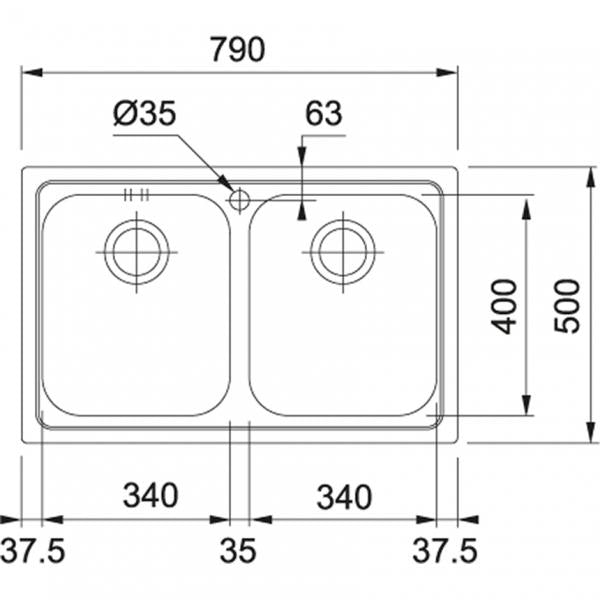 Franke LAV.79X50 2V INOX LOGICA-LINE +SCATOLA 8586384 FRANKE 101.0153.289 FKLLXS620