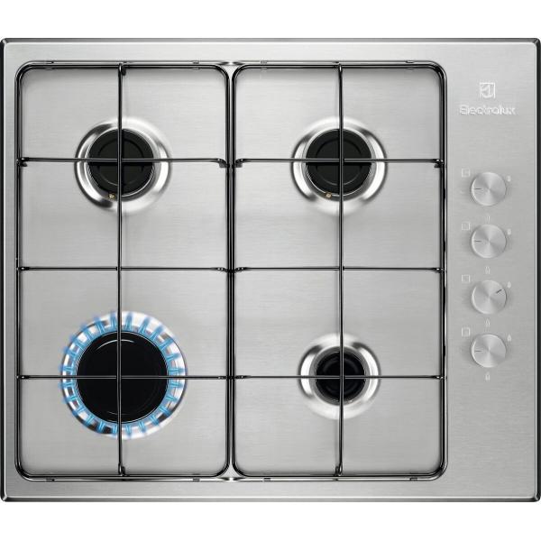 PIANI COTTURA Electrolux ELECTROLUX Piano Cottura A GAS EGS6404SX a Gas 4 Fuochi Gas 60 cm Nuova estetica Slim 4 fuochi Bruciatori Fiamma Pura 1 Griglie speciali in estetica nera Estetica Inox