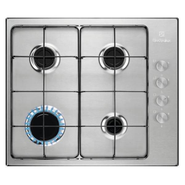 PIANI COTTURA Electrolux ELECTROLUX Piano Cottura A GAS EGS6404SX a Gas 4 Fuochi Gas 60 cm Nuova estetica Slim 4 fuochi Bruciatori Fiamma Pura 1 Griglie speciali in estetica nera Estetica Inox