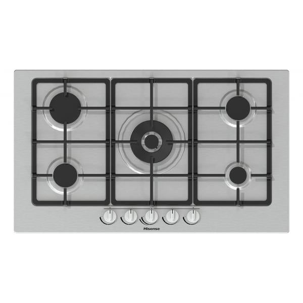 PIANI COTTURA GAS Hisense Piano a Gas 70 cm Colore Inox 5 Zone Griglie In Ghisa