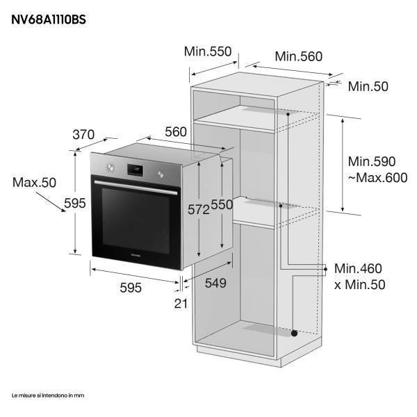 Samsung FORNO MULTIFUN. CON SINGOLA VENTOLA 68 lt 6 FUNZ. INOX (NEL) A SAMSUNG SMNV68A1110BS