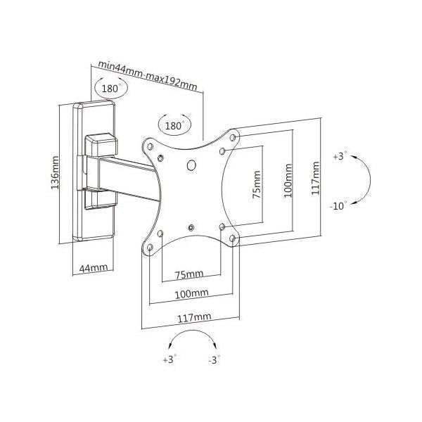 SUPPORTI TV/MONITOR Prodotti Bulk STAFFA 2 SNODI PER MONITOR 14-27" LKBR46