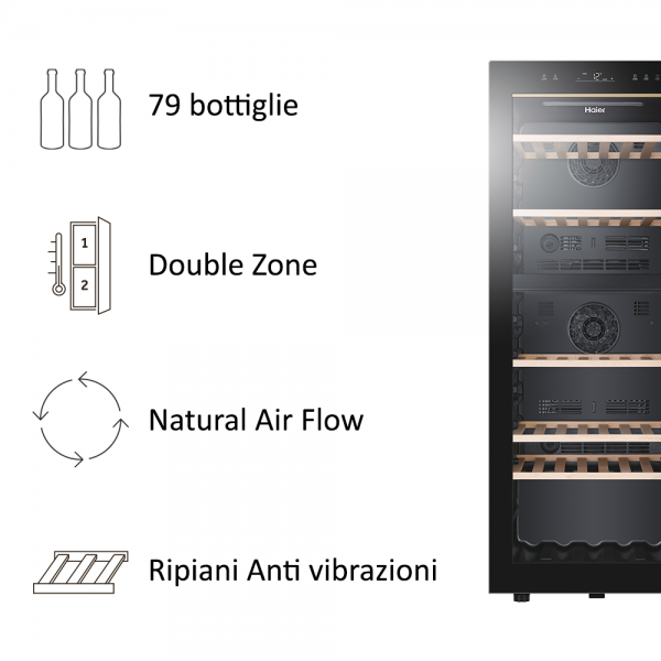 CANTINETTE Haier CANTINA VINO H 1270W 495 D 580 79 BOTT BLACK CL. G