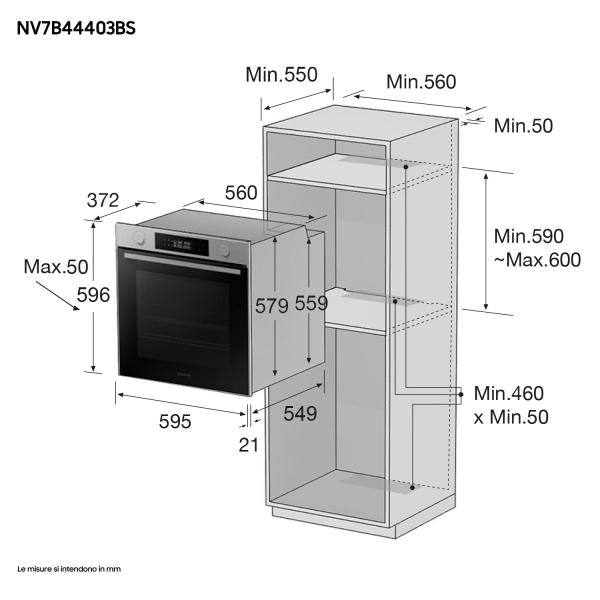 FORNI 60 CM DUAL COOK Samsung NV7B44403BS EVN,76,230V 50HZ,INOX