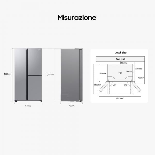 Samsung SIDE BY SIDE 3 PORTE 645lt INOX (NEL) E (no allaccio idr) SAMSUNG SMRH69B8941S9