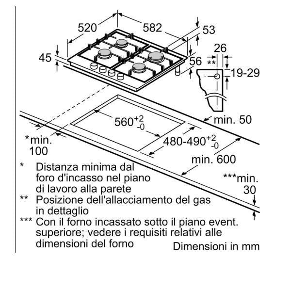 Piani Cottura Bosch PIANO GAS PGP6B5K85 60CM 4F INOX PGP6B5K85