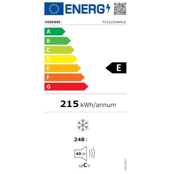 CONGELATORI Hisense Congelatore Orizzontale 248 LT Classe E Dimensioni (AxLxP) mm: 847x963x630 mm