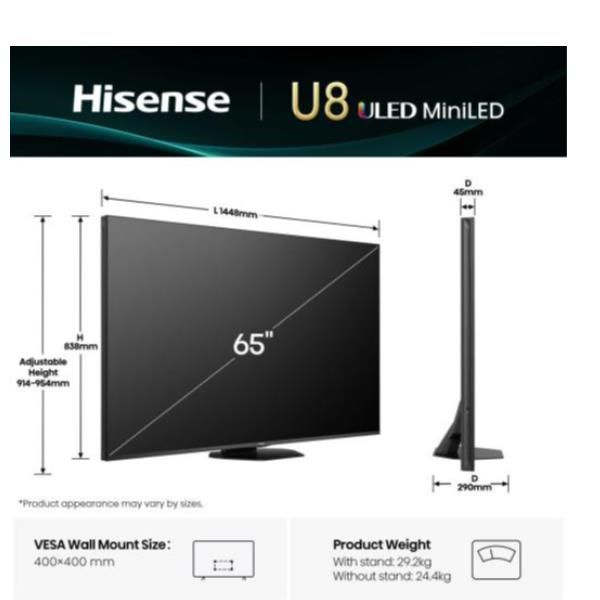 TV e Hotel TV Hisense 65 U8Q MINI LED 4K UHD SMART 165HZ 65U8Q