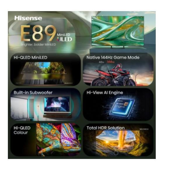 TV e Hotel TV Hisense 55 E89S MINI LED 4K UHD VIDAA 144HZ 55E89S