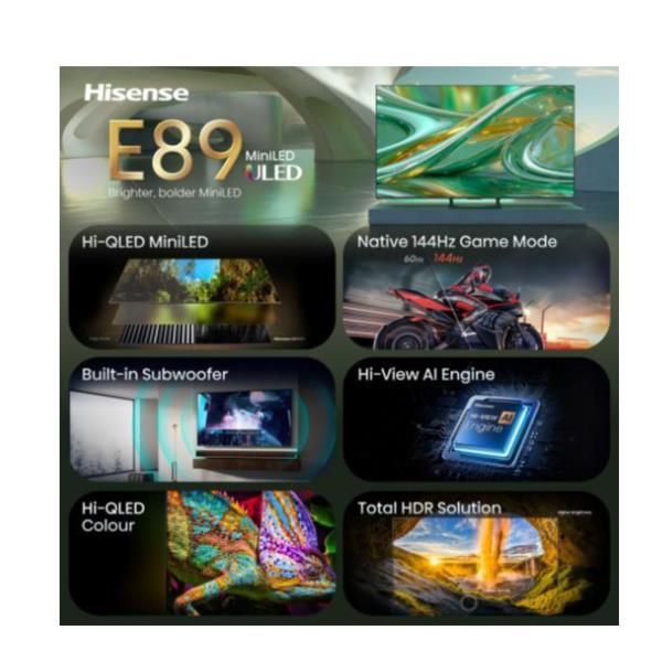 TV e Hotel TV Hisense 65 E89S MINI LED 4K UHD VIDAA 144HZ 65E89S