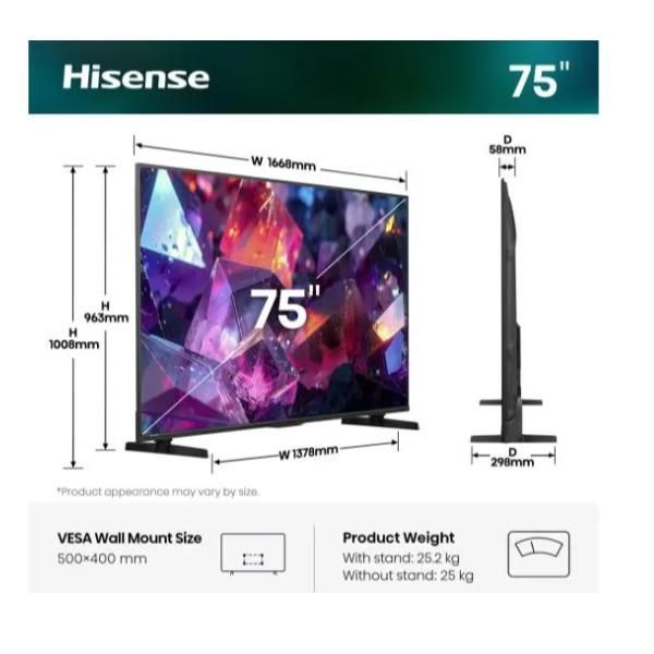 TV e Hotel TV Hisense 75 E79S PRO QLED 4K UHD VIDAA 144HZ 75E79SPRO