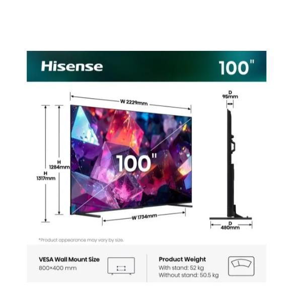 TV e Hotel TV Hisense 100 E7S PRO QLED 4K UHD SMART 144HZ